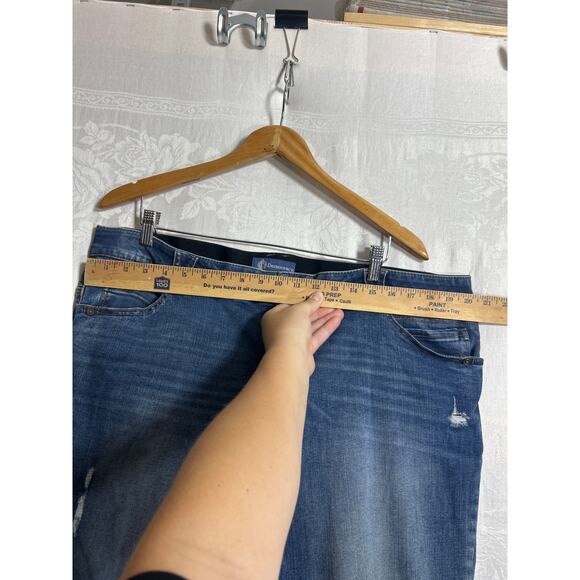 Democracy Jeans 22W AB Solution Blue Denim Straight Leg Elastic Waist Light Wash - Picture 7 of 16